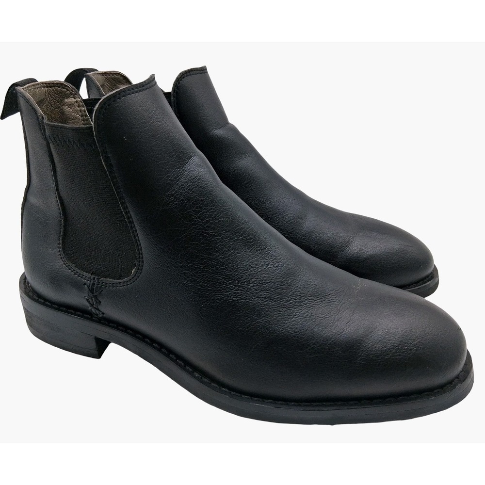 Wills Vegan Shoes Boots Womens Size 8 Black Faux Leather Chelsea Ankle Pull On